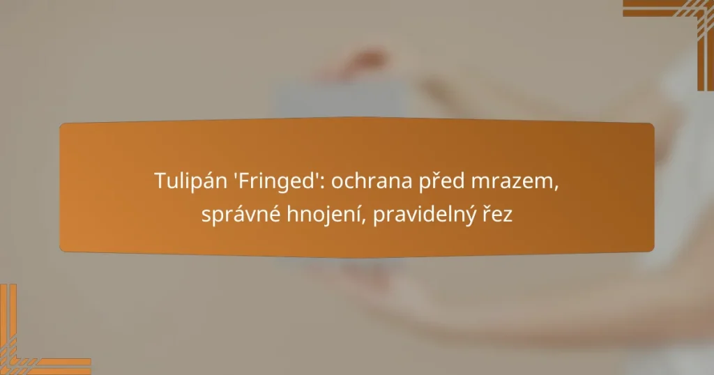 Tulipán ‘Fringed’: ochrana před mrazem, správné hnojení, pravidelný řez