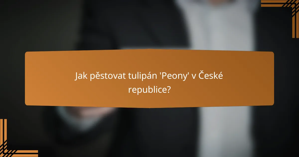 Jak pěstovat tulipán 'Peony' v České republice?