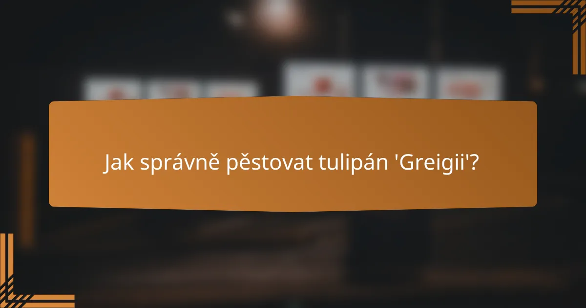 Jak správně pěstovat tulipán 'Greigii'?