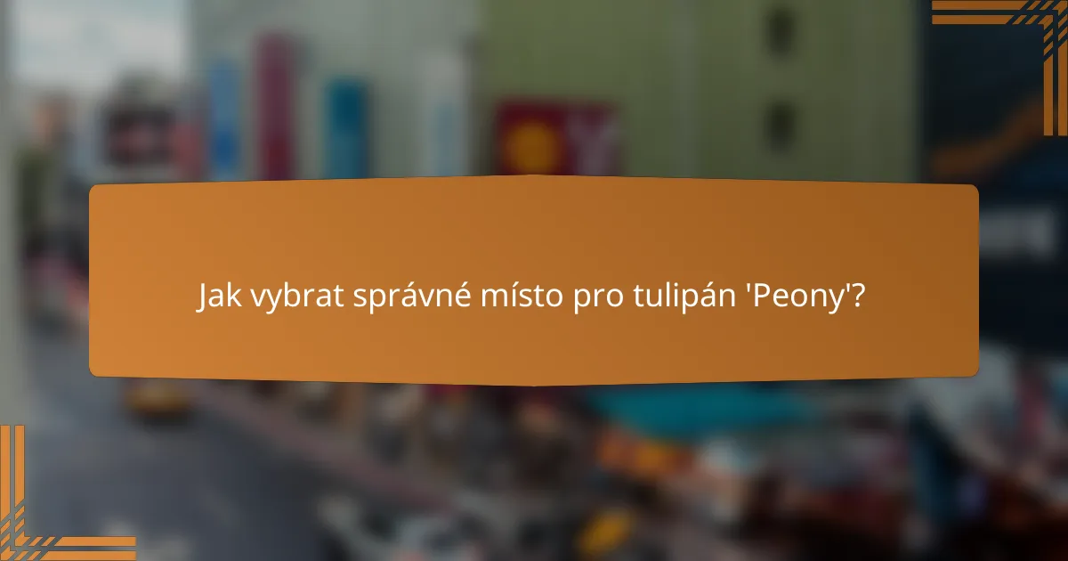 Jak vybrat správné místo pro tulipán 'Peony'?