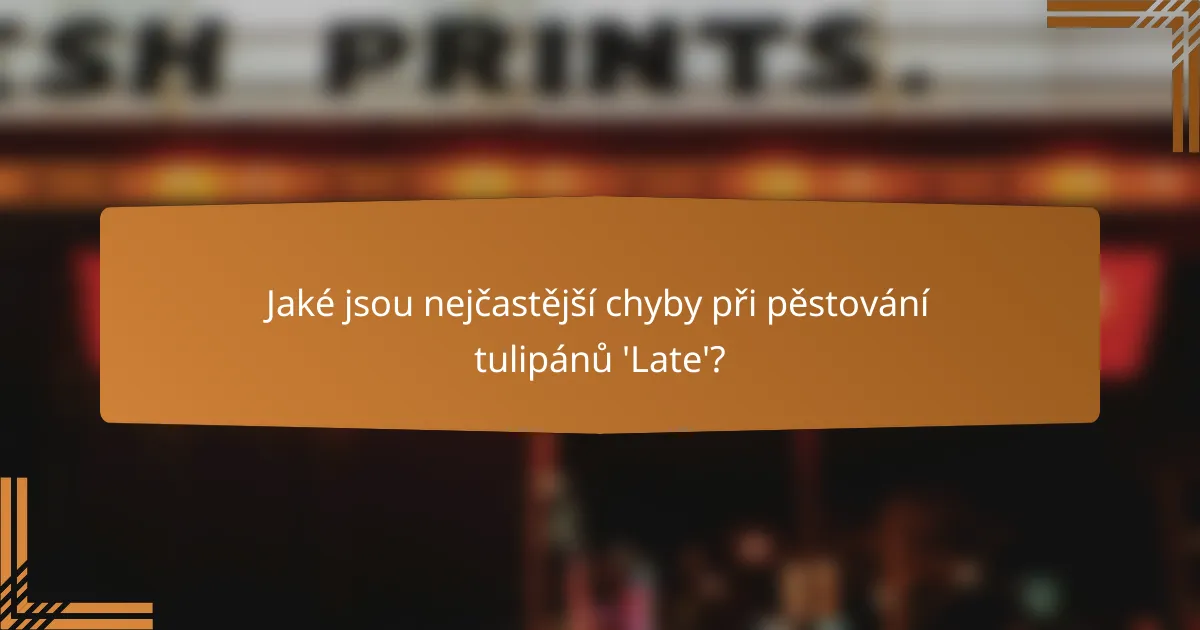 Jaké jsou nejčastější chyby při pěstování tulipánů 'Late'?