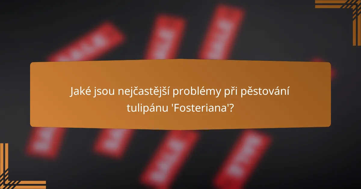Jaké jsou nejčastější problémy při pěstování tulipánu 'Fosteriana'?
