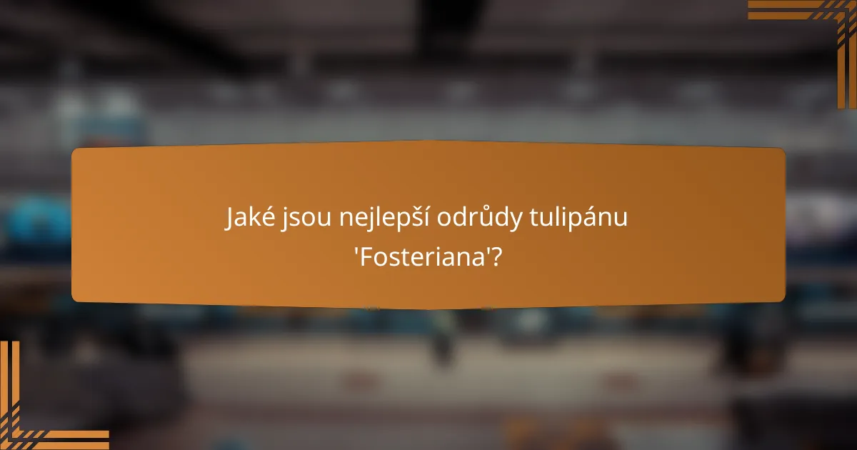 Jaké jsou nejlepší odrůdy tulipánu 'Fosteriana'?