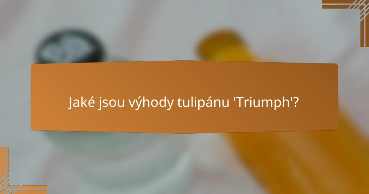 Jaké jsou výhody tulipánu 'Triumph'?